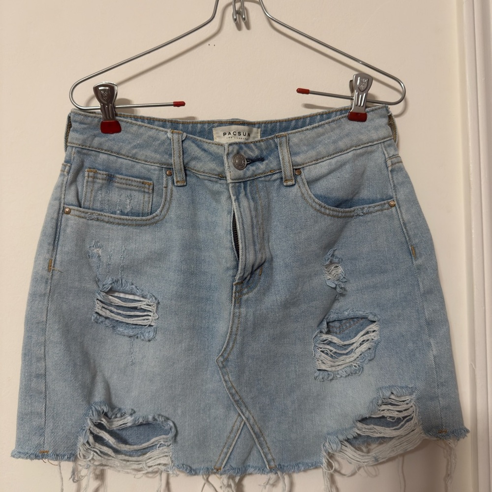 PacSun Denim A-Line Skirt in Light Blue